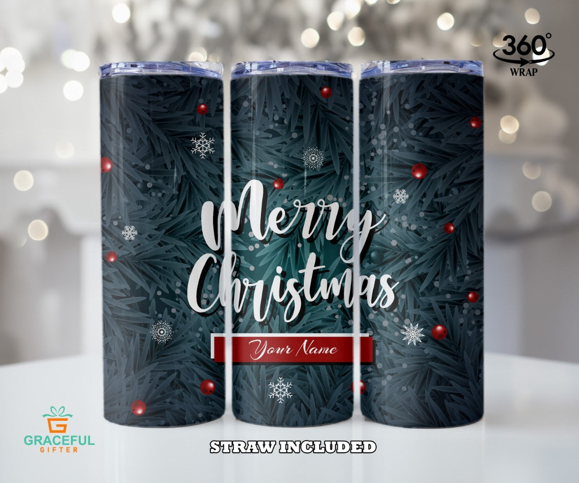 Winter Greenery Christmas Tumbler