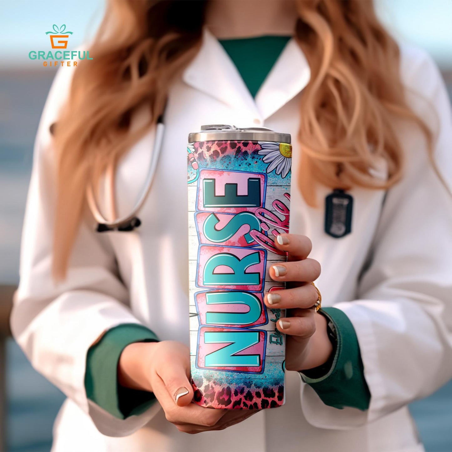 Pink Cheetah Nurse Tumbler