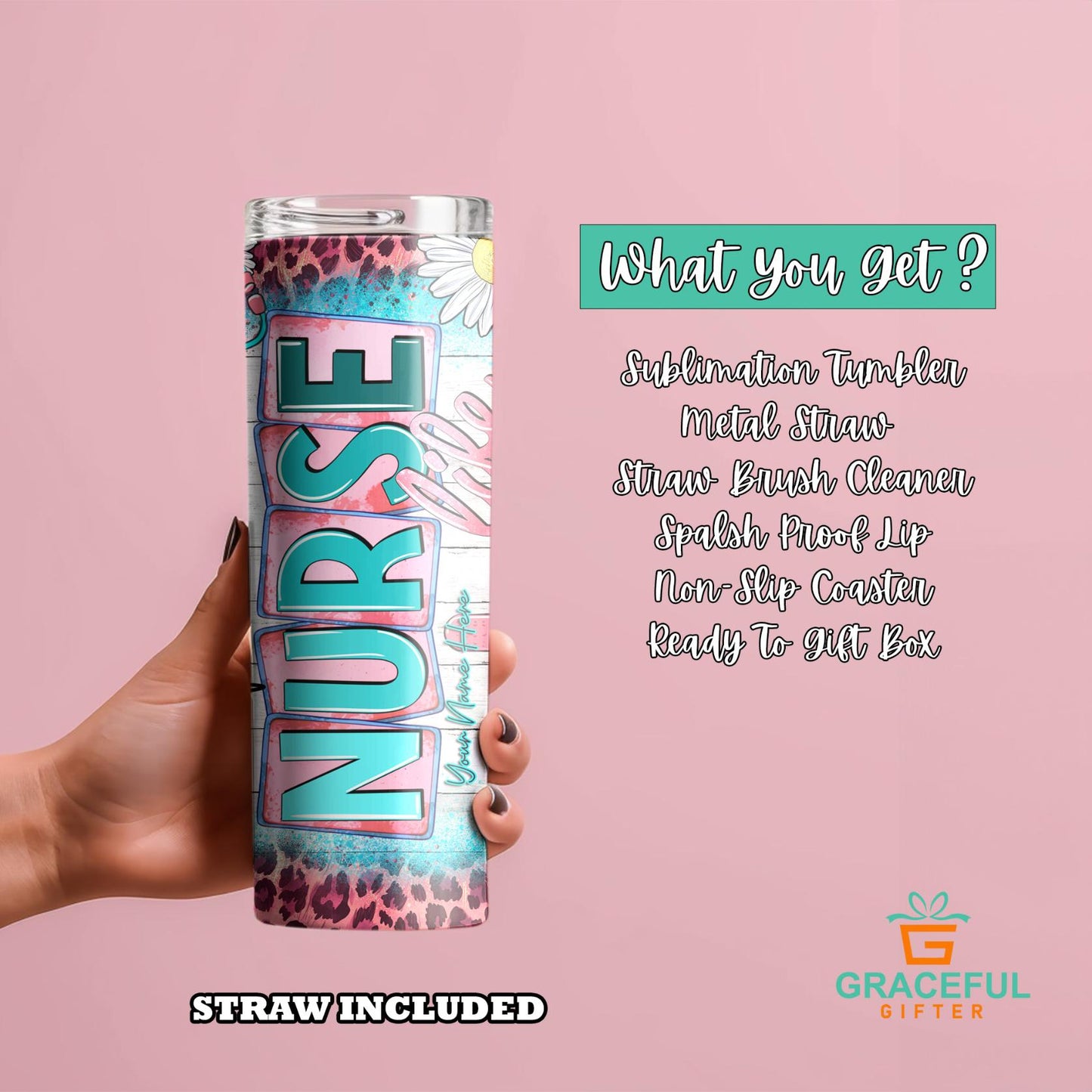 Pink Cheetah Nurse Tumbler